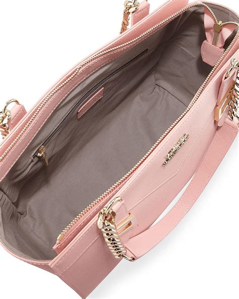 pink leather shoulder bag